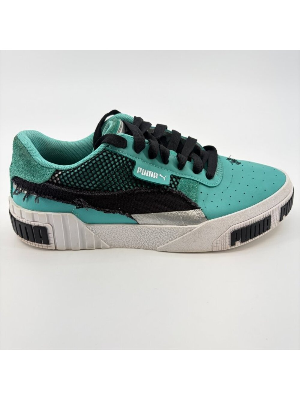 Puma Cali Bold Womens Size 8 Blue Black White Athletic Leather Shoes Sneakers